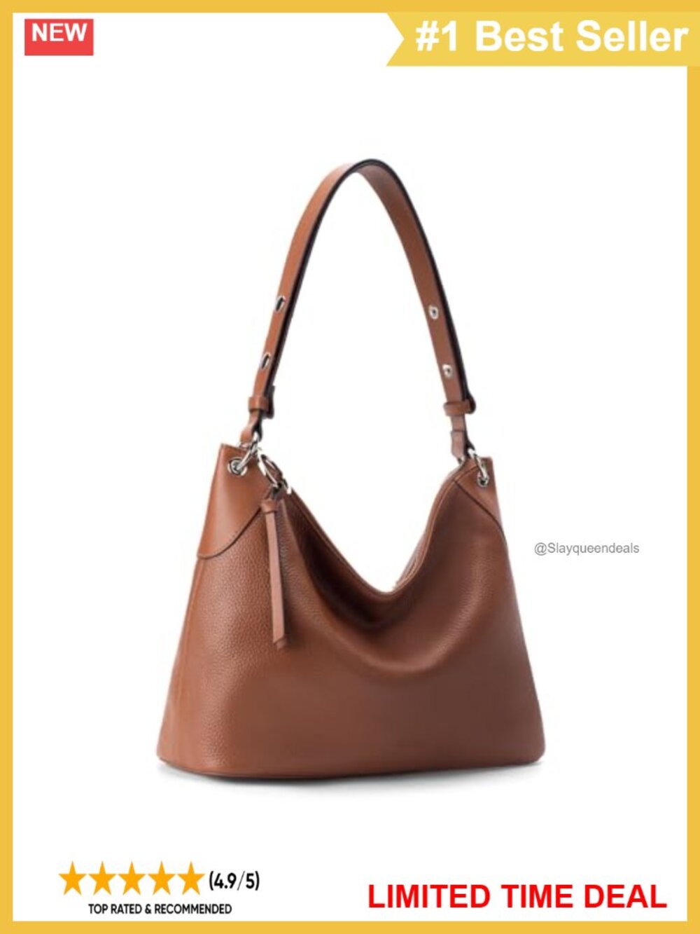 Genuine Leather Hobo Bag Slouchy Crossbody Purse Adjustable Strap